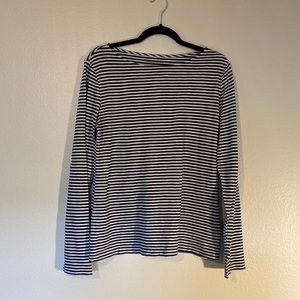 J Crew Mercantile Navy And White Stripe Boat Neck Artist Tee Size L